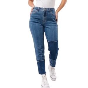 Hollister Curvy High Rise Patchwork Mom Jeans Size 28 Tapered Relaxed Classic